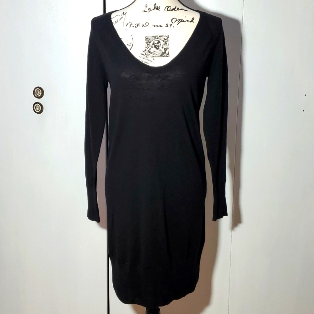 Banana Republic|Womens Black Fine Merino Wool Boat Neck Evening Dress Sz. S